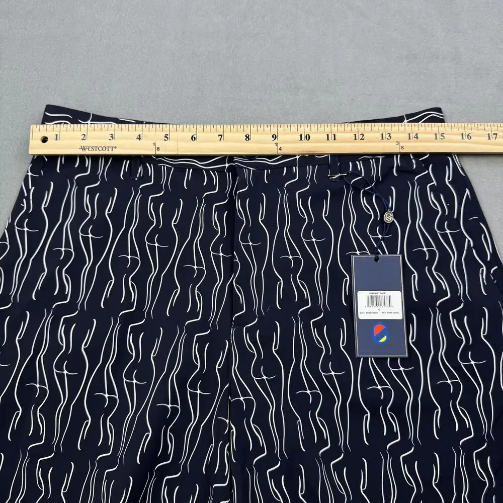 Extracurricular Chauncey Shorts Mens 30 Navy White Print Chino Golf Stretch